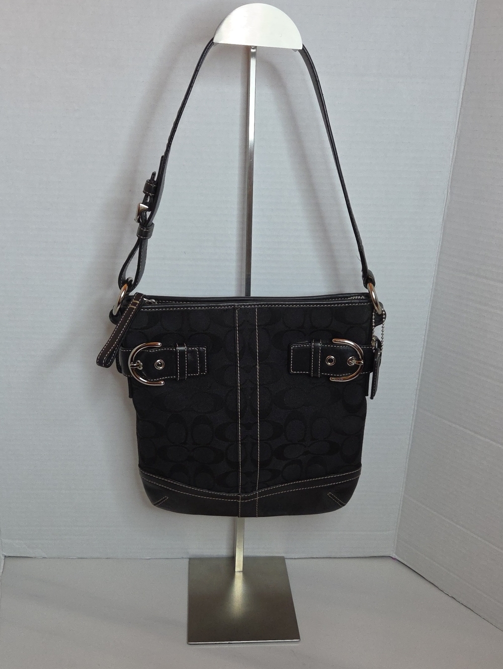Coach Black Signature Soho Slim Leather Shoulder Bag - Style 3577